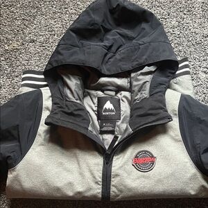 Burton Two-Tone Hooded Waterproof Snow Jacket in Black and Gray